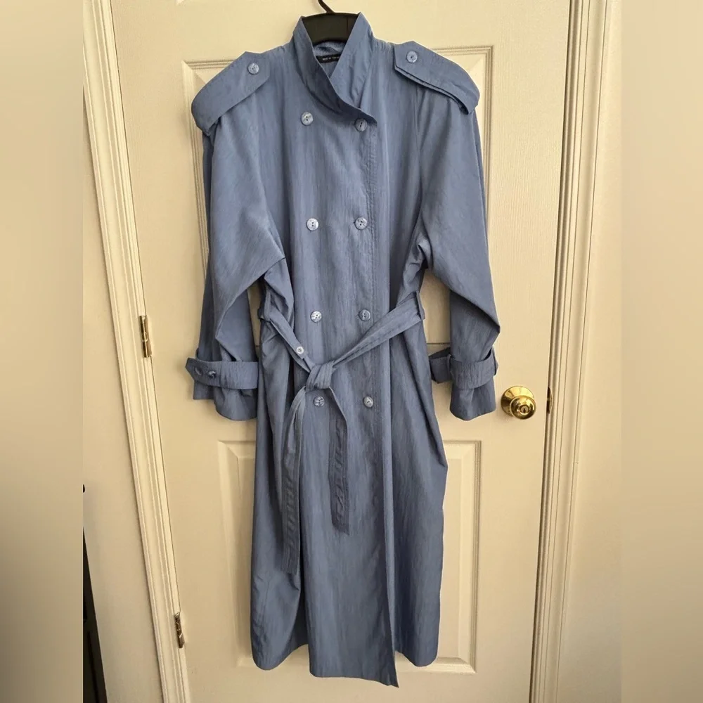 FLEETSTREET TRENCH COAT DOUBLE BREASTED BLUE BUTTON MILITARY STYLE   PLUS SZ 3XL - Picture 10 of 12